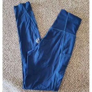 P'Tula High Waisted Luxe‎ Leggings Blue Turquoise Size XXS compression Pockets